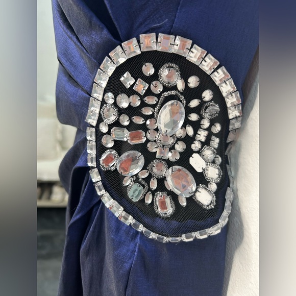 Betsy & Adam Blue Ruched One Shoulder Cocktail Dress - Picture 4 of 10